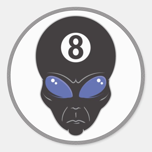 Sticker Rond tête d'alien boule huit (Devant)