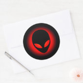 Sticker Rond Tête d'Alien de l'espace extra-terrestre (Enveloppe)