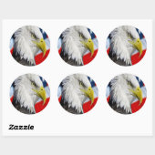 Sticker Rond Tête de Bald Eagle et drapeau américain (Feuille)