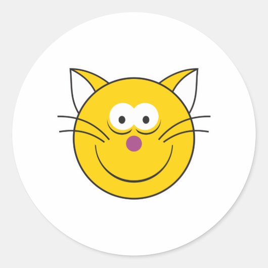 Sticker Rond Tête de Chat Minou (Devant)