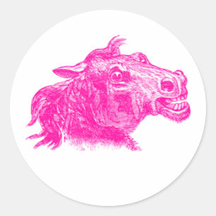 Sticker Rond Tête de cheval intense croquis vintage Art