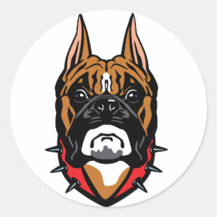 Sticker Rond tête de chien de boxe
