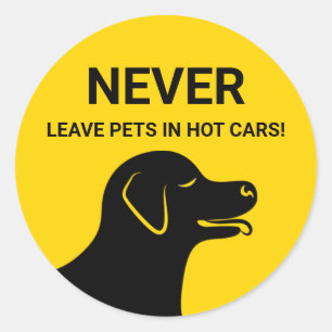 Sticker Rond Tête de Chien - Ne laissez jamais vos animaux de c