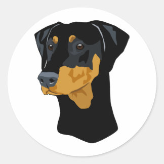 Sticker Rond Tête de dobermann, noir, Uncropped