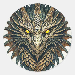 Sticker Rond Tête de dragon
