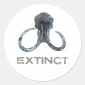 Sticker Rond Tête de fossile de Mammoth laine disparue Version  (Devant)