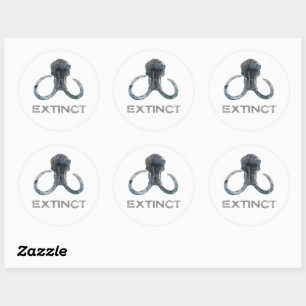 Sticker Rond Tête de fossile de Mammoth laine disparue Version