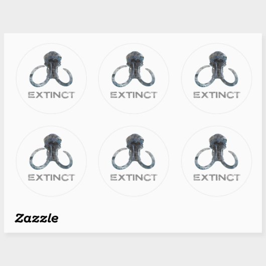 Sticker Rond Tête de fossile de Mammoth laine disparue Version (Feuille)