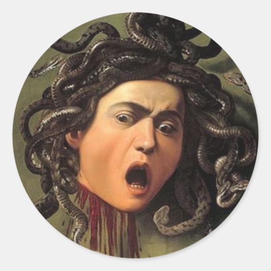 Sticker Rond Tête De La Méduse Par Caravaggio (Devant)
