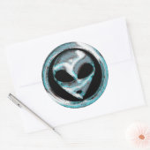 Sticker Rond Tête de l'Alien Abstrait (Enveloppe)