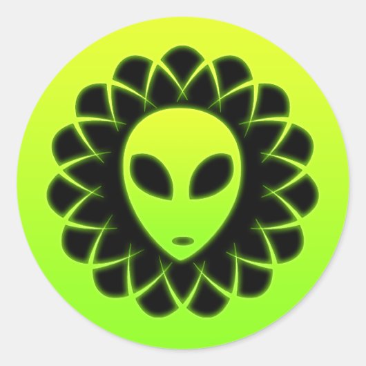 Sticker Rond Tête de l'Alien de l'espace vert (Devant)