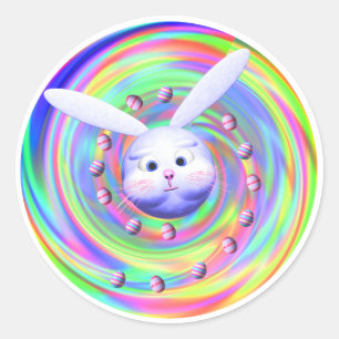 Sticker Rond Tête de lapin de Pâques