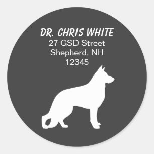 Sticker Rond Tête de lettre silhouette de Berger Allemand