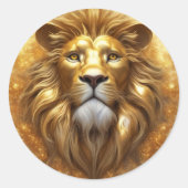Sticker Rond Tête de lion doré superbe (Devant)