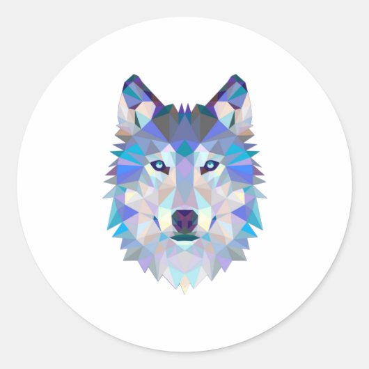 Sticker Rond Tête de loup polygonale géométrique (Devant)