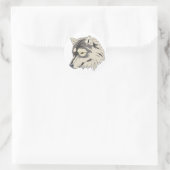 Sticker Rond Tête de loup solitaire (Sac)