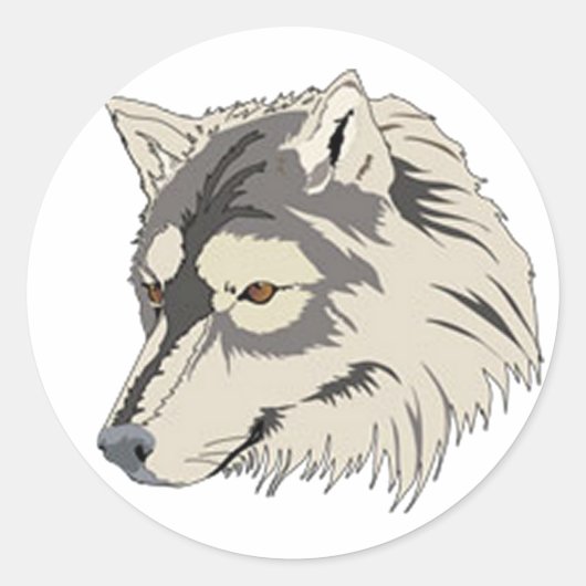 Sticker Rond Tête de loup solitaire (Devant)