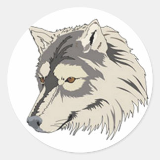 Sticker Rond Tête de loup solitaire