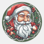 Sticker Rond Tête de Noël à couronne (Devant)