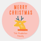 Sticker Rond Tête de Noël rouge rouge vintage (Devant)