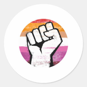 Sticker Rond Tête de poing lesbienne