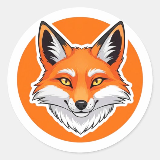 Sticker Rond Tête de renard vibrant (Devant)