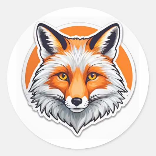 Sticker Rond Tête de renard vibrant (Devant)