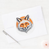 Sticker Rond Tête de renard vibrant (Enveloppe)