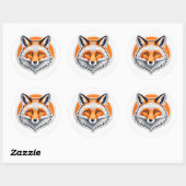Sticker Rond Tête de renard vibrant (Feuille)