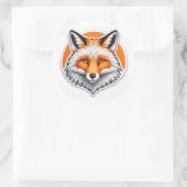 Sticker Rond Tête de renard vibrant (Sac)