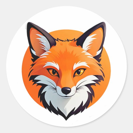 Sticker Rond Tête de renard vibrant (Devant)