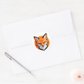 Sticker Rond Tête de renard vibrant (Enveloppe)