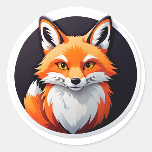 Sticker Rond Tête de renard vibrant (Devant)