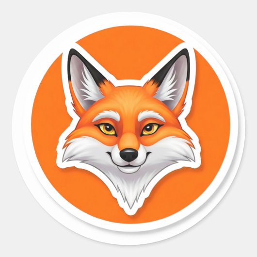 Sticker Rond Tête de renard vibrant (Devant)