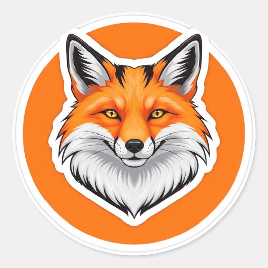 Sticker Rond Tête de renard vibrant (Devant)