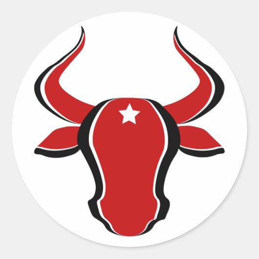 Sticker Rond Tête de taureau rouge avec étoile (Devant)