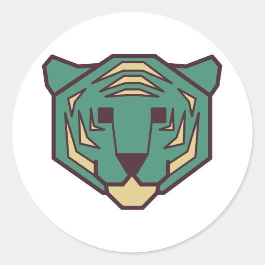 Sticker Rond Tête de tigre bleue (Devant)