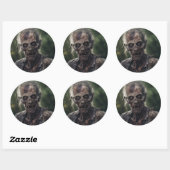 Sticker Rond Tête d'horreur Zombie (Feuille)