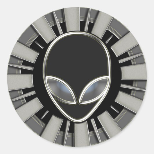 Sticker Rond Tête extra-terrestre (Devant)