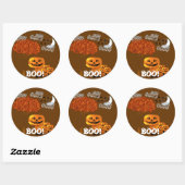 STICKER ROND TÊTES DE CITROUILLE D'HALLOWEEN (Feuille)