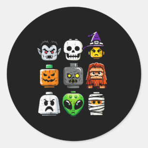 Sticker Rond Têtes de fantôme de citrouille en brique Halloween