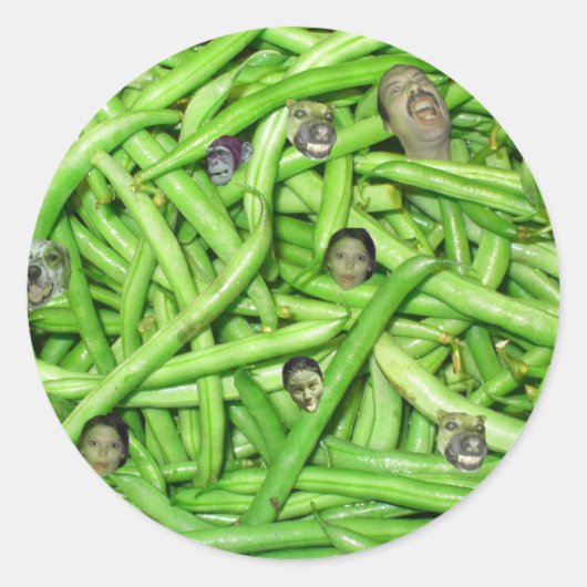 Sticker Rond Têtes de haricots verts ! (Devant)