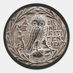 Sticker Rond Tetradrachm en argent d'Athènes