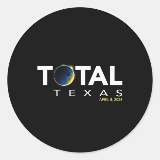 Sticker Rond Texas 8 avril total Éclipse solaire 2024 (Devant)