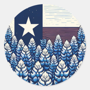Sticker Rond Texas Bluebonnets State Flag Texan Pride