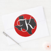 Sticker Rond Texas Custom Monogramme Initial sur le plan d'état (Enveloppe)