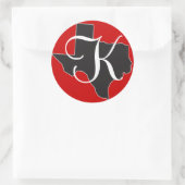 Sticker Rond Texas Custom Monogramme Initial sur le plan d'état (Sac)