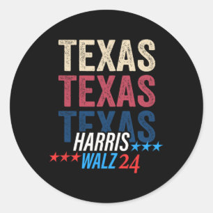 Sticker Rond Texas For Kamala Harris Tim Wheimer 2024 Retro