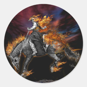 Sticker Rond Texas Ghost Rider