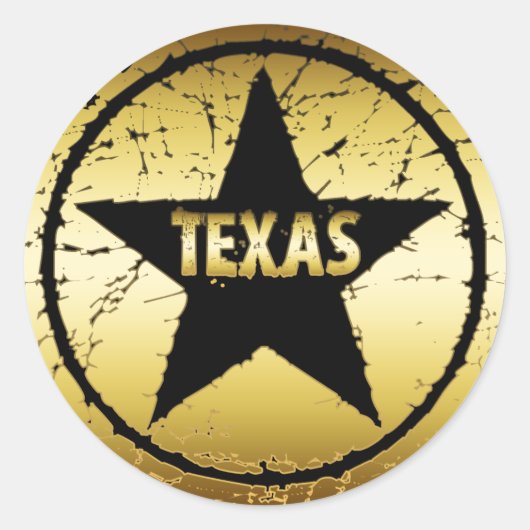 STICKER ROND TEXAS GRUNGE STYLE STAR (Devant)